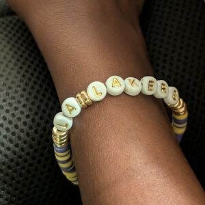 Gold and Purple Beaded Bracelet